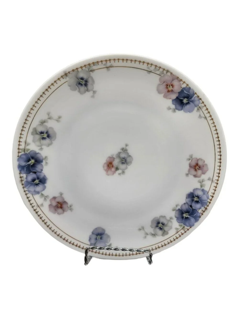 Vintage Thomas Sevres Bavaria Hand Painted Cabinet Plate Pansies 8 1/2